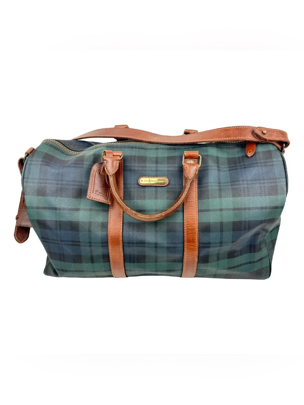 Vintage POLO RALPH LAUREN Classic Green Plaids Tartan XL Overnight Duffle Bag